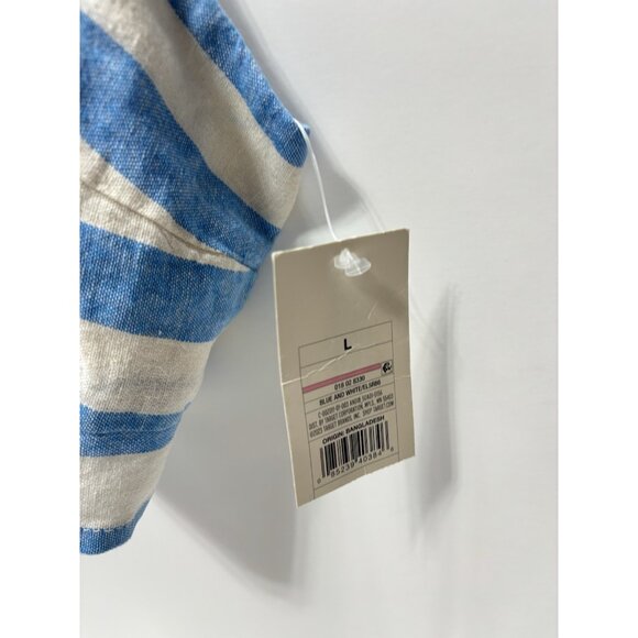 A New Day Women's Beach Bungalow Linen Bralette Tank Top Blue White Striped Lg - Picture 5 of 9